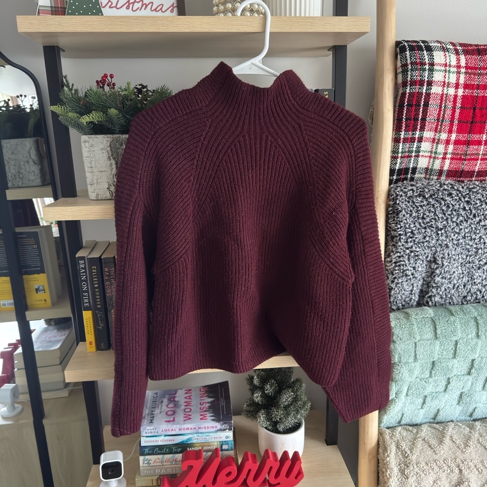 H&M Burgundy Mockneck Sweater